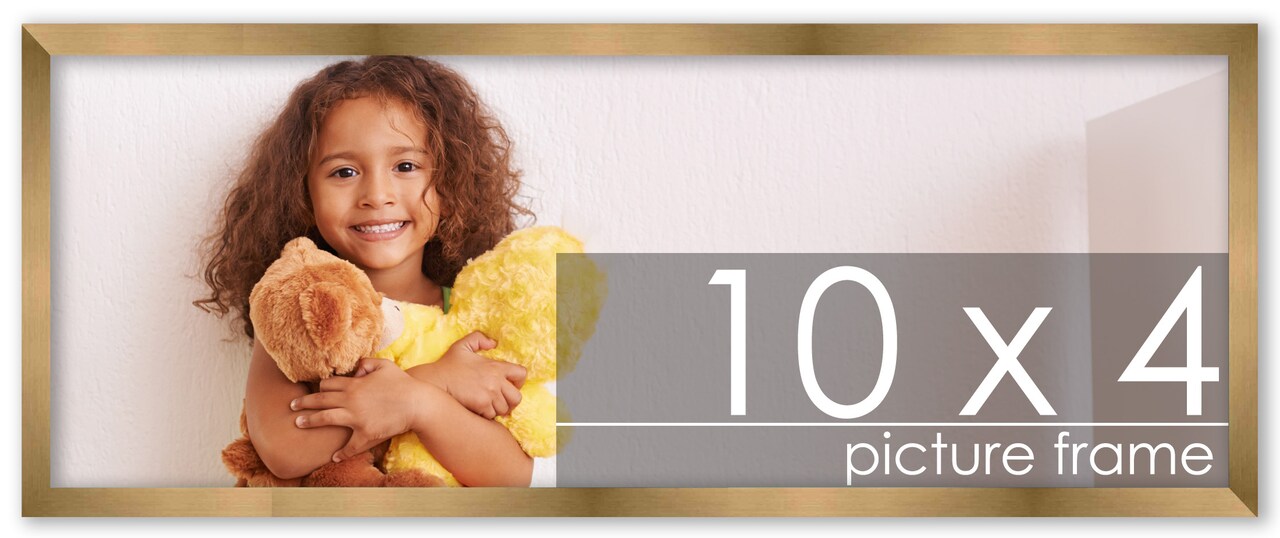 10x4 Solid Wood Picture Frame with UV-Resistant Acrylic & Acid-Free Backing, Available in 6 Finishes: Matte Black, Matte White, Metallic Bronze, Silver, Natural Wood Grain & Mahogany